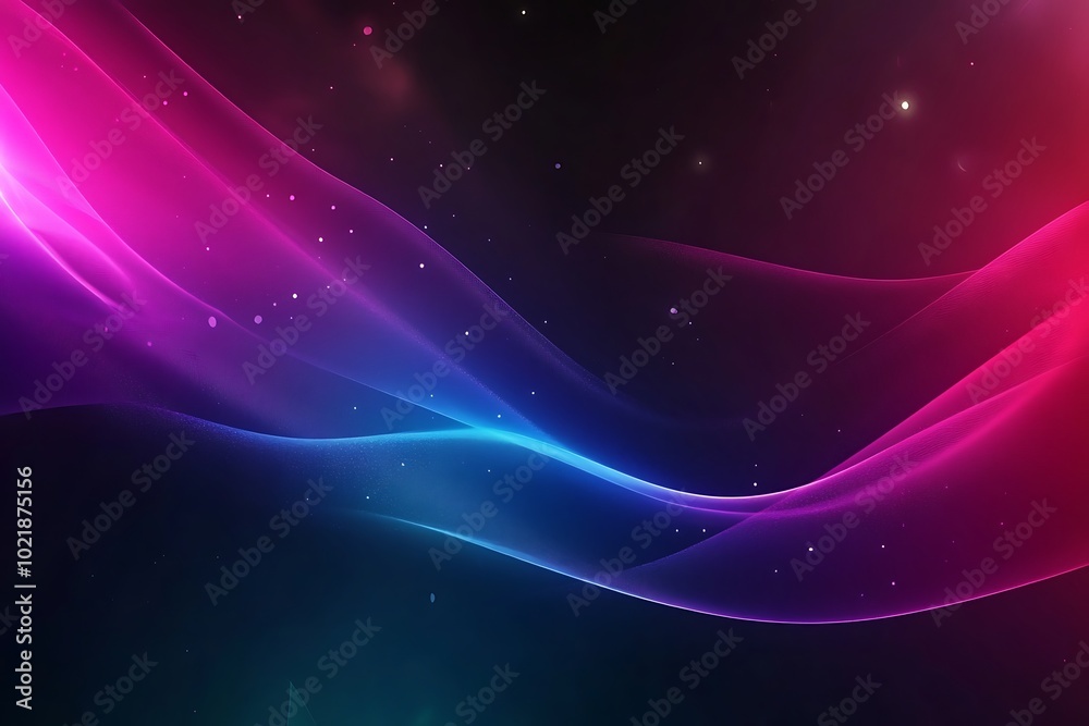 Fototapeta premium Abstract Wavy Lines with Pink and Blue Lights on a Black Background