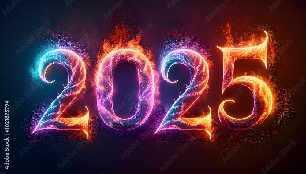 2025 fire text effect, isolated on a dark background, colorful banner. Fire Text, New Year Background banner 2025 fire text effect, isolated on a dark background, colorful banner. Fire Text, New Year Background banner