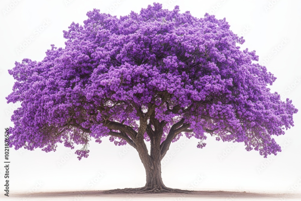 A beautiful jacaranda tree in full bloom with vibrant purple flowers covering the branches A beautiful jacaranda tree in full bloom with vibrant purple flowers covering the branches