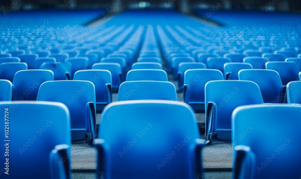 Naklejka premium Empty blue seats in a stadium
