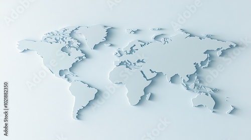 Obraz na płótnie The design features an abstract world map with intricate details, showcasing global network connections, set against a bright white backdrop w salonie