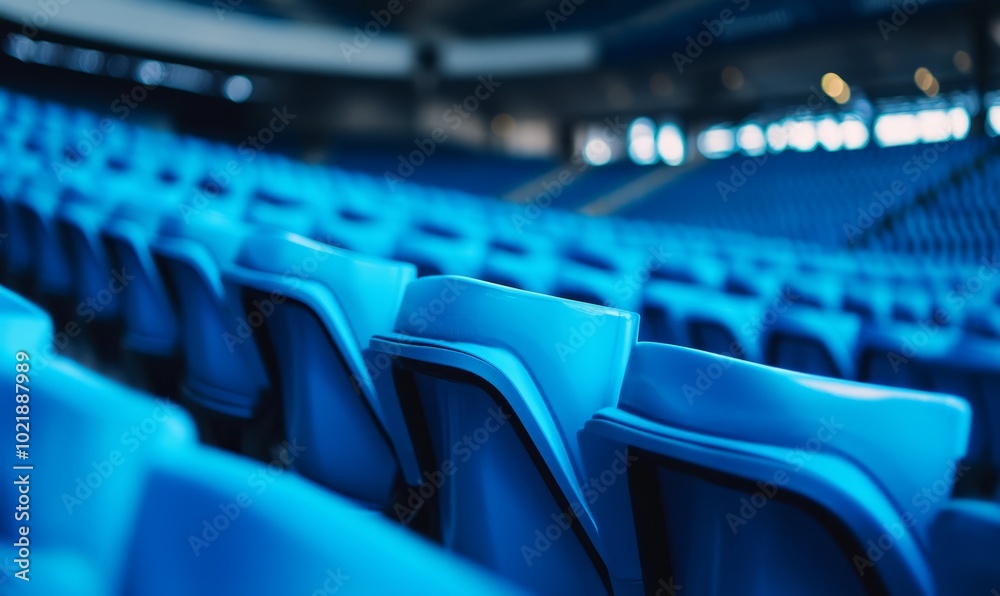 Fototapeta premium Empty blue seats in a stadium