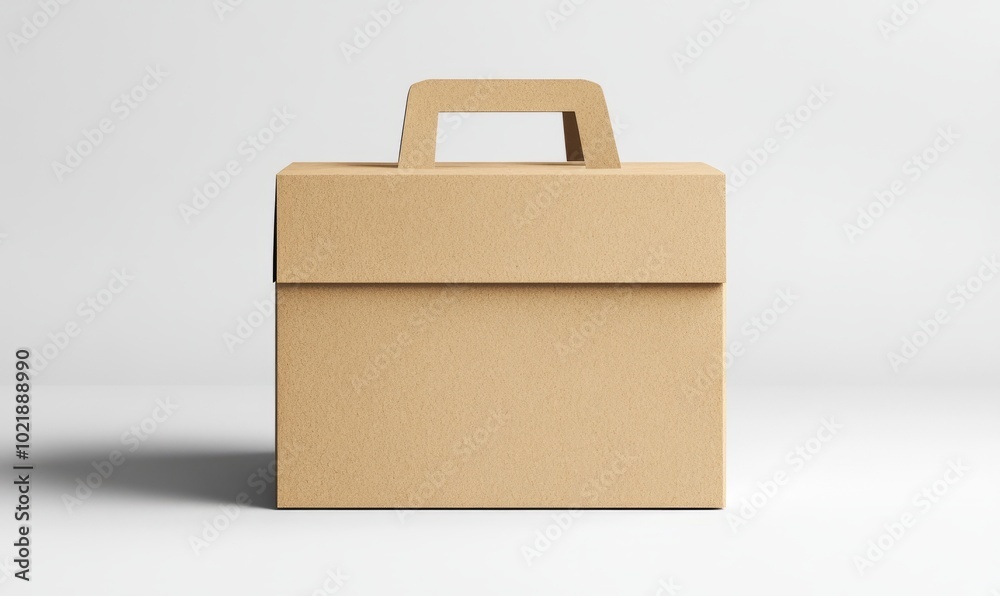 Kraft Paper Box with Handle Mockup Kraft Paper Box with Handle Mockup