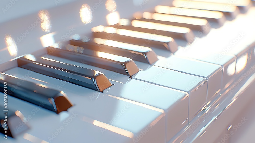 A close-up of shiny piano keys, reflecting light, showcasing their smooth and polished design, perfect for a musical atmosphere. A close-up of shiny piano keys, reflecting light, showcasing their smooth and polished design, perfect for a musical atmosphere.