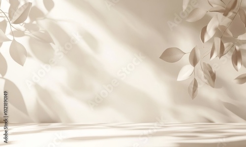 Light beige background for product presentation with a light and shadows pattern on it