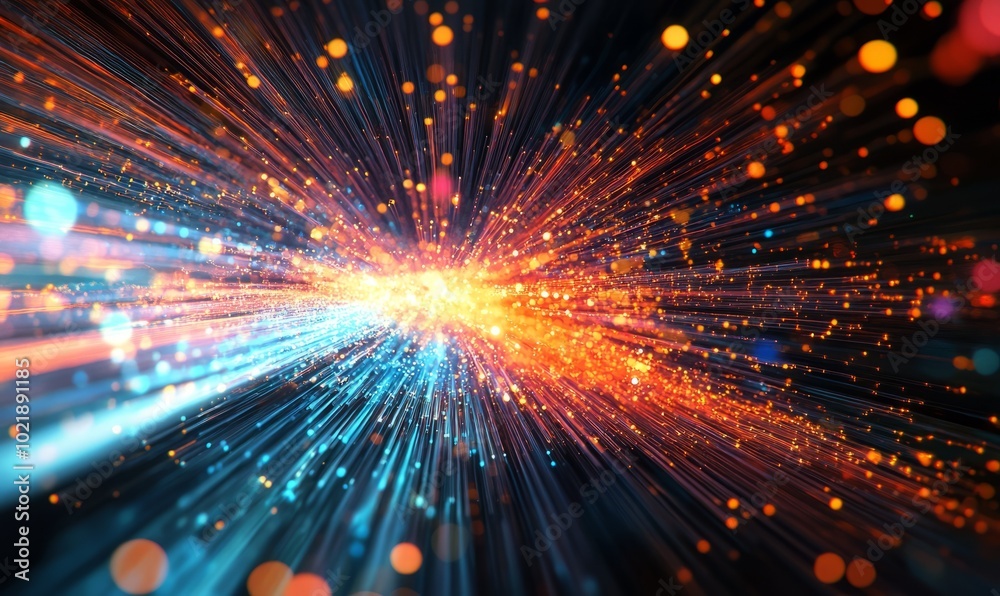 Obraz premium Fiber optics carrying data through the internet