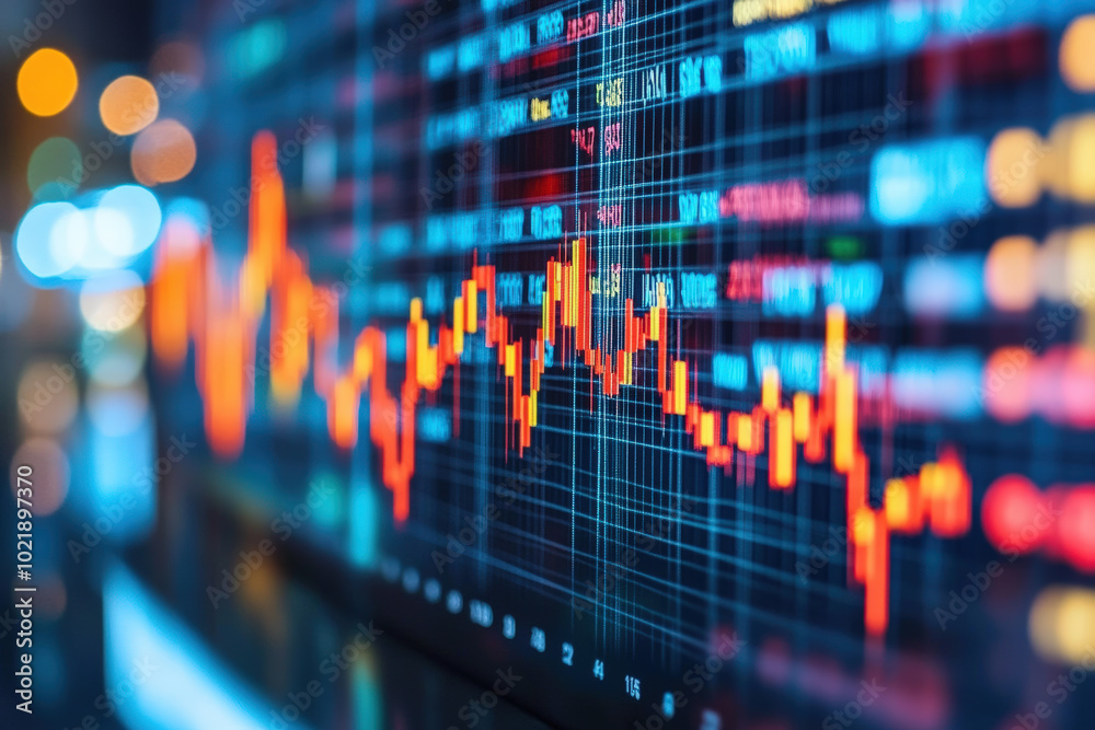 Financial Trading Chart with Glowing Data Points Financial Trading Chart with Glowing Data Points