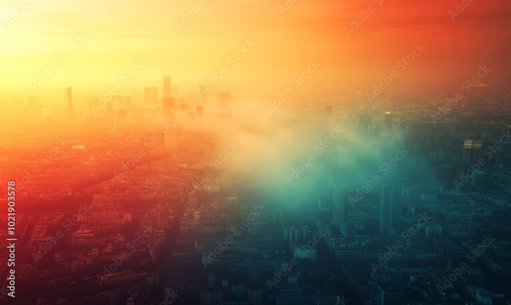 Heatmap of air pollution levels in a major city, with warmer colors highlighting areas of higher concentration and cooler tones for cleaner air. Heatmap of air pollution levels in a major city, with warmer colors highlighting areas of higher concentration and cooler tones for cleaner air.