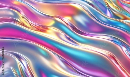 Holographic chrome gradient waves abstract background