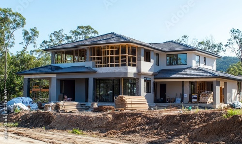 house under construction near Brisbane as part of a new development in suburb