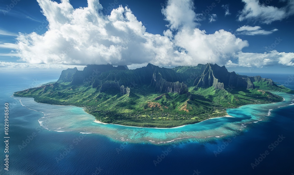 Naklejka premium island and mountains