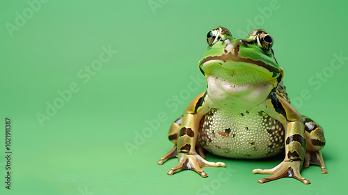 Isolated Amphibian Frog Toad Vibrant Green Background for Nature-Inspired Designs