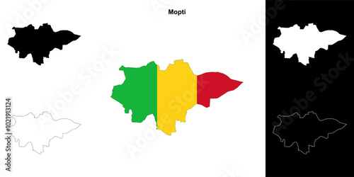 Mopti region outline map set photo