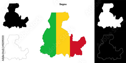 Segou region outline map set