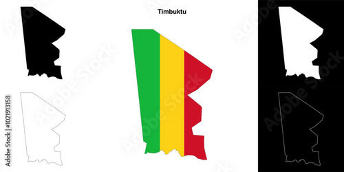 Timbuktu region outline map set photo