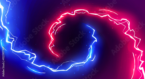 Two Spinning Lightning Fight Concept
