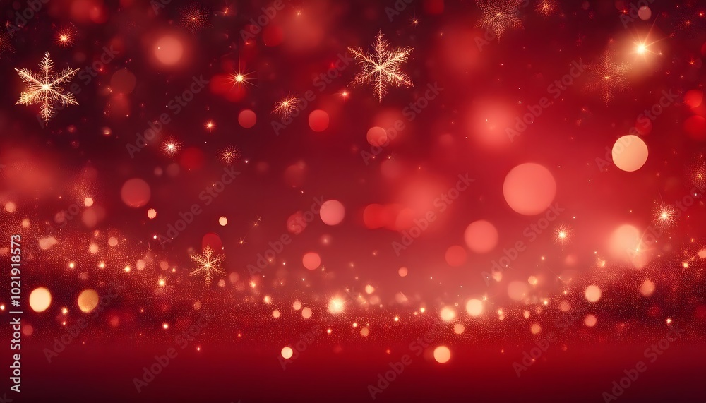 Red christmas background with snowflakes, bokeh lightning, bokeh background, Christmas banner Red christmas background with snowflakes, bokeh lightning, bokeh background, Christmas banner