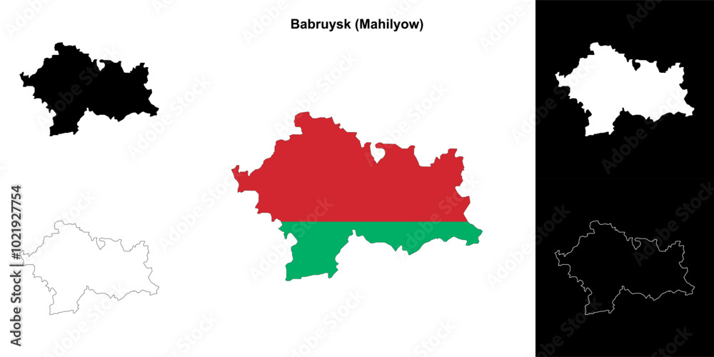 Fototapeta premium Babruysk district outline map set