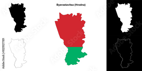 Byerastavitsa district outline map set