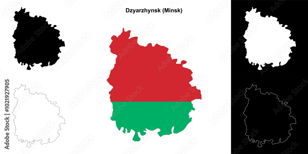 Fototapeta premium Dzyarzhynsk district outline map set