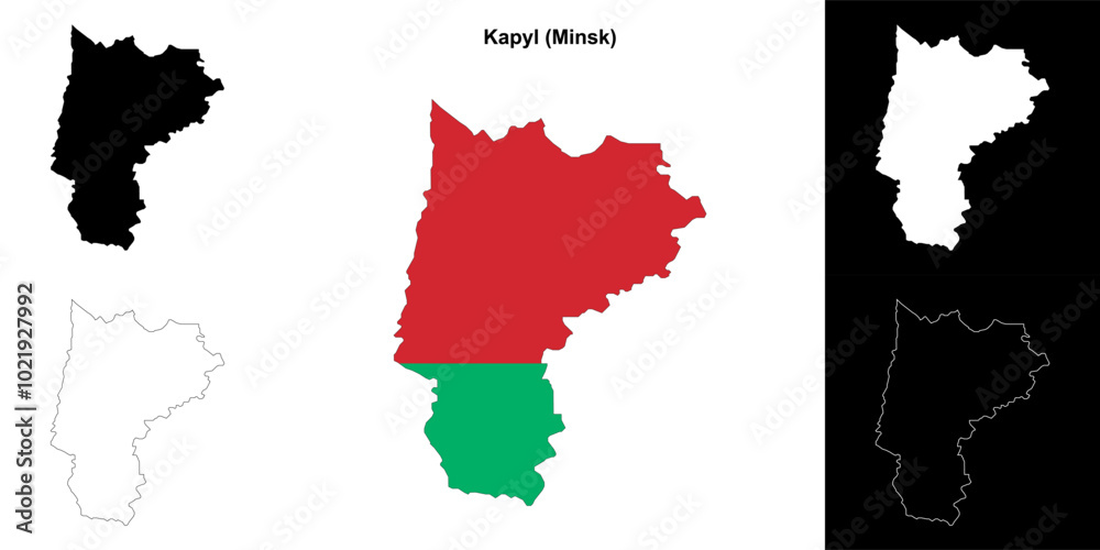 Fototapeta premium Kapyl district outline map set