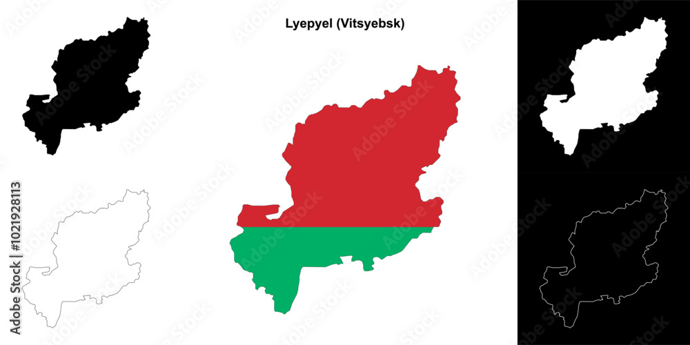 Fototapeta premium Lyepyel district outline map set