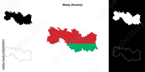 Masty district outline map set