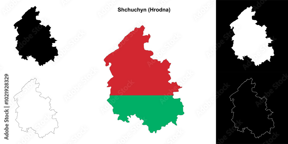Fototapeta premium Shchuchyn district outline map set