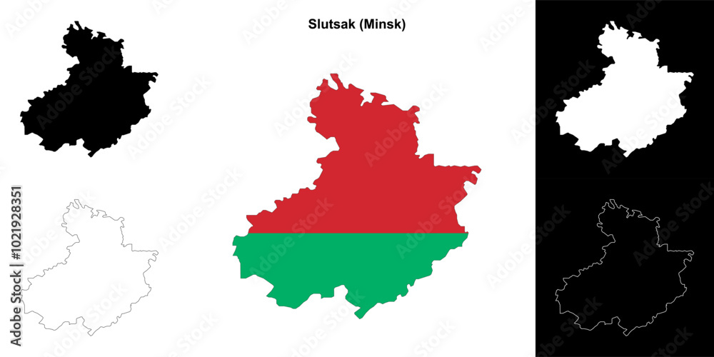 Naklejka premium Slutsak district outline map set