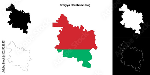 Staryya Darohi district outline map set