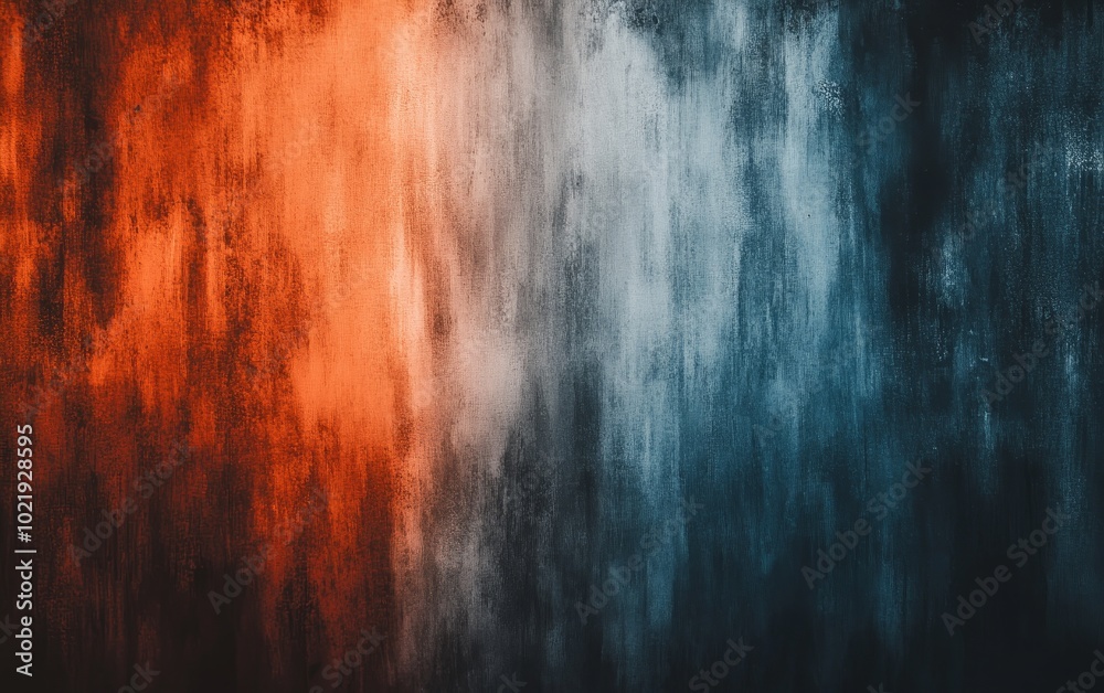 Naklejka premium An abstract image featuring a gradient of orange and blue tones, creating a textured, atmospheric effect.