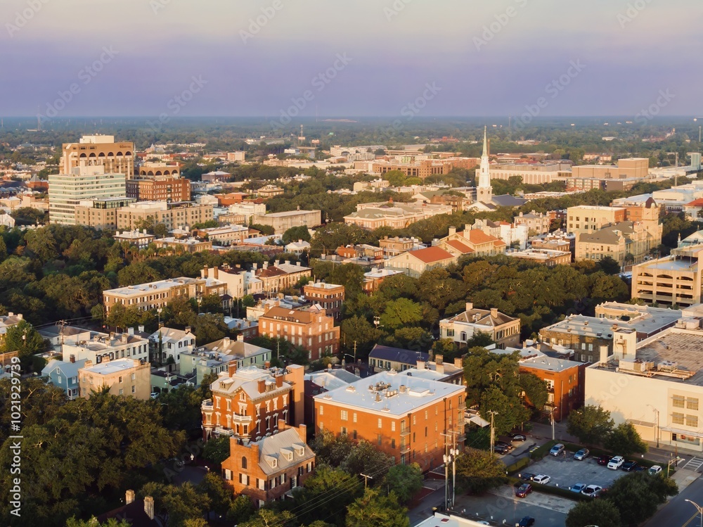 Fototapeta premium Buildings of the North Historic District, Savannah, Georgia, United States.