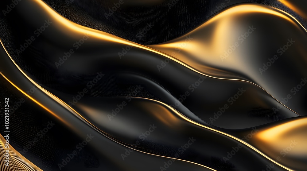 Abstract background with golden waves on a black canvas, an elegant design for a presentation or promotional video Abstract background with golden waves on a black canvas, an elegant design for a presentation or promotional video