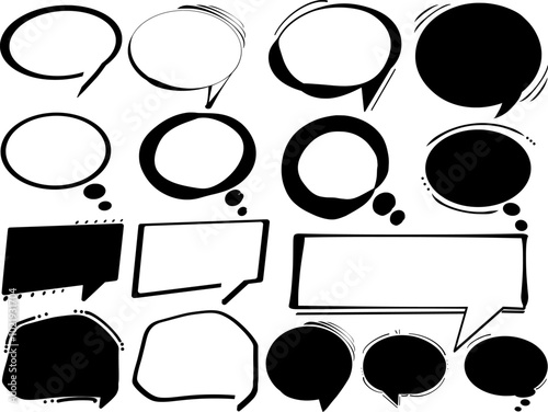 set of black and white bubbles