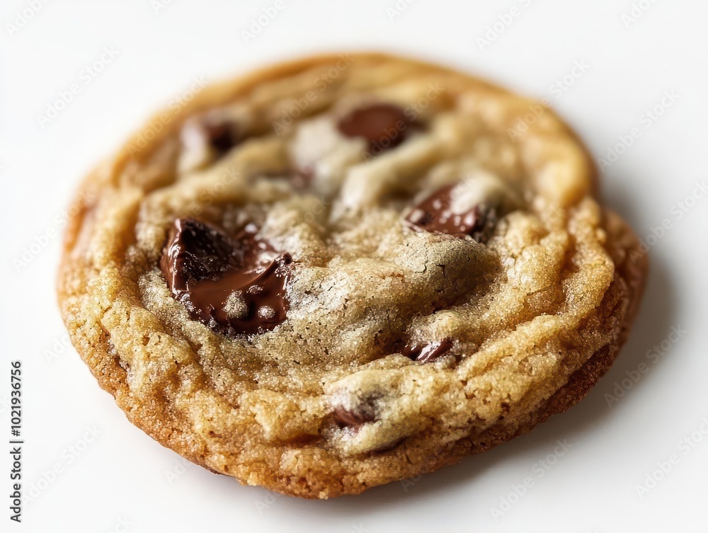a freshly baked chocolate chip cookie isolated on a pure white background, showcasing its golden-brown edges and gooey chocolate center, evoking a sense of warmth and nostalgia for homemade treats a freshly baked chocolate chip cookie isolated on a pure white background, showcasing its golden-brown edges and gooey chocolate center, evoking a sense of warmth and nostalgia for homemade treats