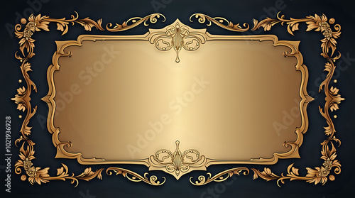 Vintage scroll frame with floral elements and calligraphic flourishes, perfect for wedding invitations or retro designs photo