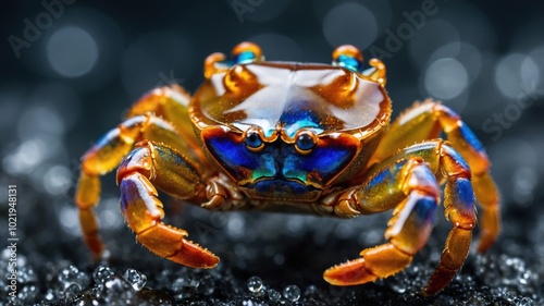 Elegant crystal crab gliding through the water, showcasing its unique features