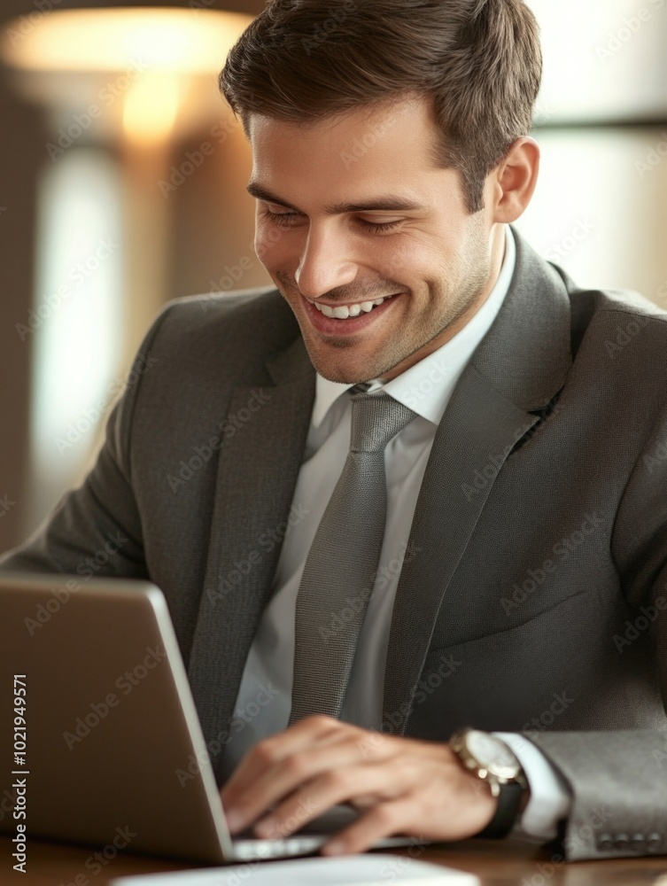 Business Professional Smiling at Laptop Business Professional Smiling at Laptop