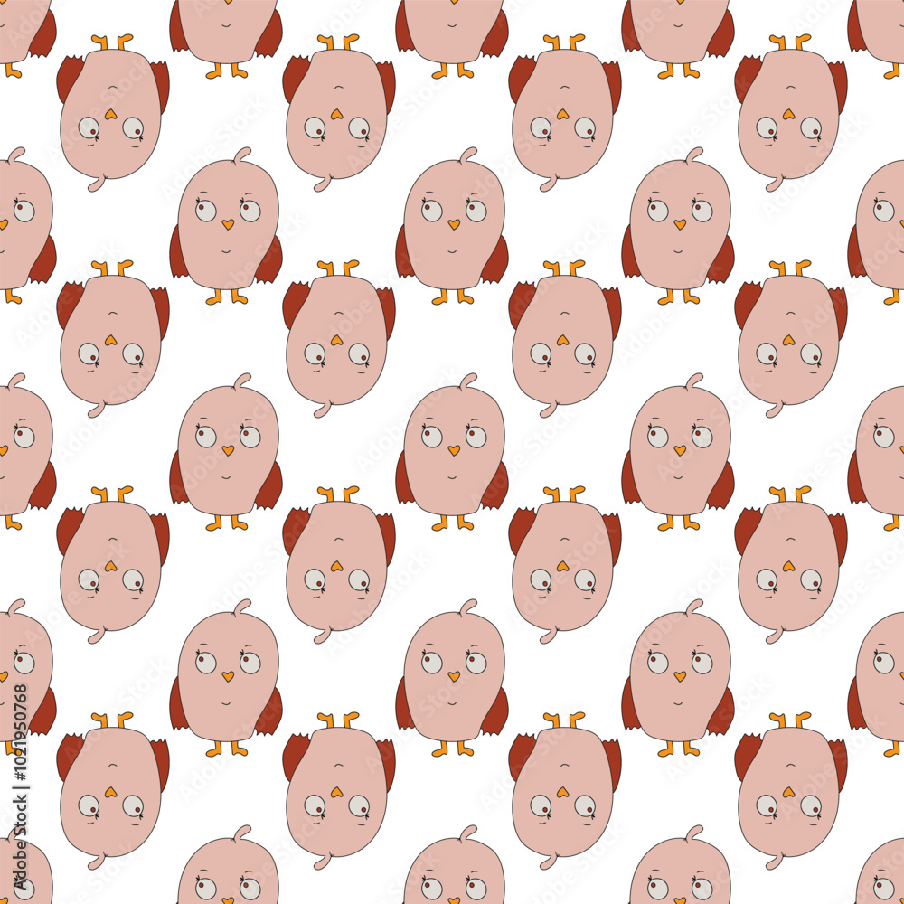 Seamless vector pattern with cute cartoon-style elements. Decorative texture for surface design. Seamless vector pattern with cute cartoon-style elements. Decorative texture for surface design.
