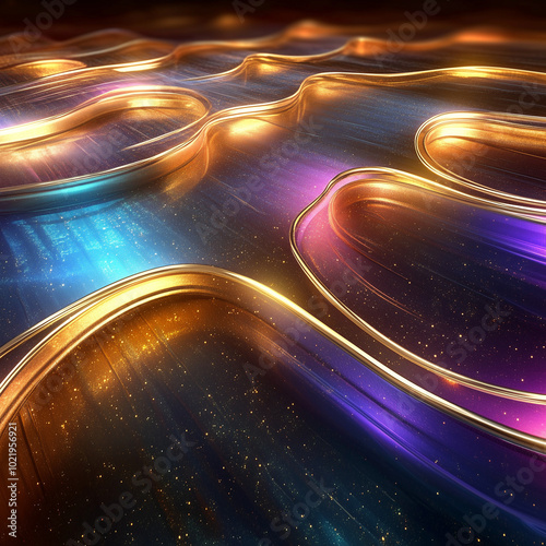 Waves of neon light in vibrant colors, resembling a flowing futuristic landscape.