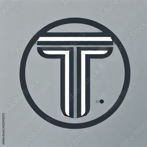 Modern T logo, black and white, sharp lines photo