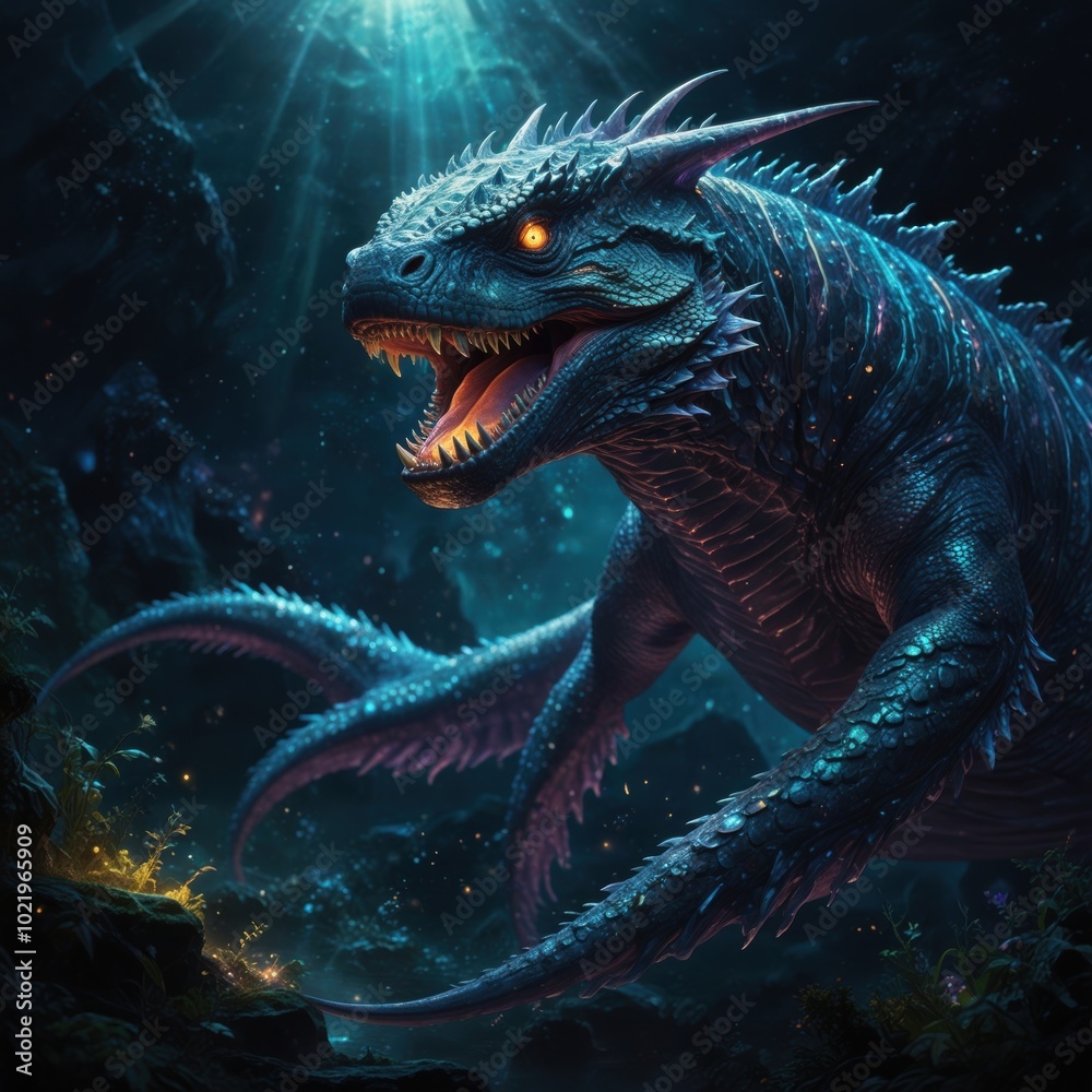 Against a backdrop of swirling clouds, the leviathan’s massive body dominates the scene with grace Against a backdrop of swirling clouds, the leviathan’s massive body dominates the scene with grace