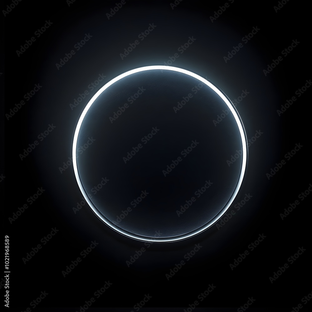 black background. a ring light in the center of the image