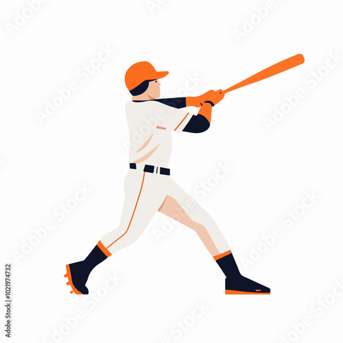 Illustration on the theme of baseball. Baseball player plays baseball. Sport.