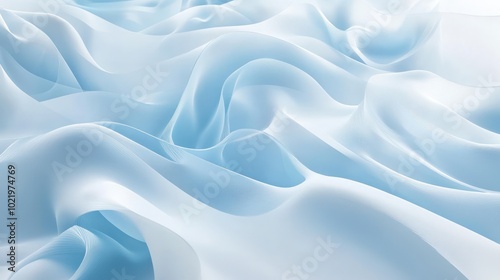 Abstract background of soft, flowing blue chiffon fabric with gentle waves and folds.