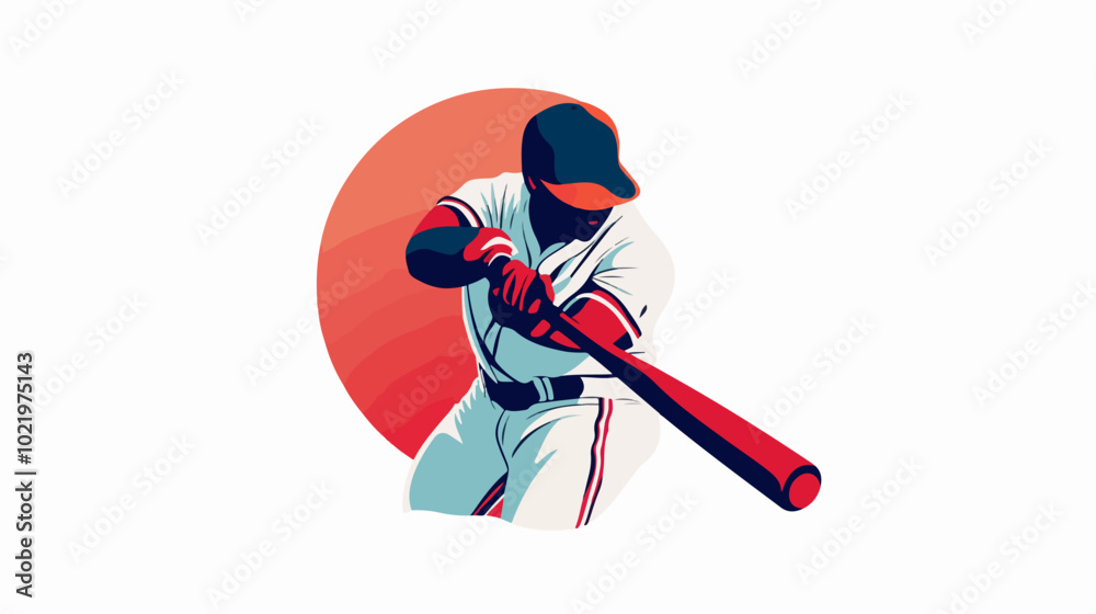 Fototapeta premium Illustration on the theme of baseball. Baseball player plays baseball. Sport.
