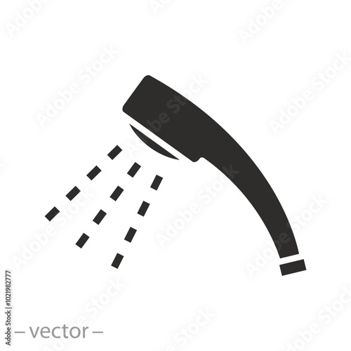 bath room, shower icon, bathing hot water, flat vector illustration