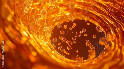 Design a high-speed, hyperkinetic image of a mandarin water vortex, vividly capturing the vibrant orange color and chaotic motion of swirling liquid