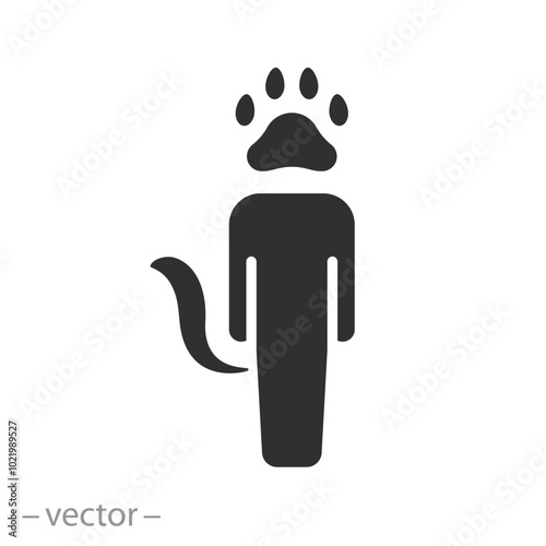 person in costume animal, quadrober icon, wild animal character, flat vector illustration