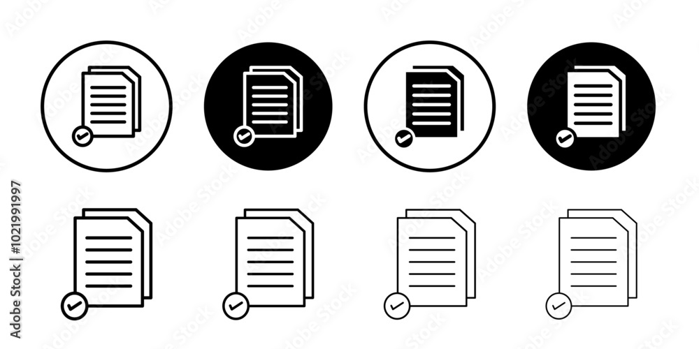 Accept document icon Black and white outline vector Accept document icon Black and white outline vector